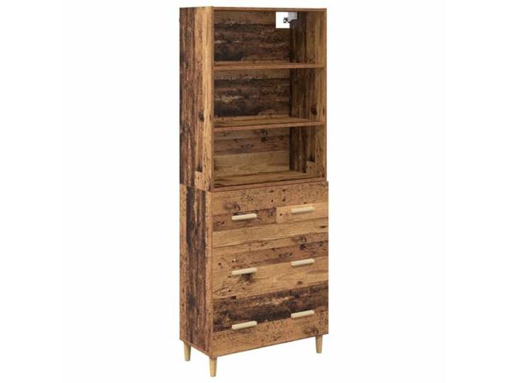 GHVBNMF Highboard Altholz-Optik 69,5x32,5x180 cm 2-teilig Set Flexibles 2-teiliges Möbel-Set für Esszimmer & Wohnbereich, als Raumteiler nutzbar mit 2 Schubladen.