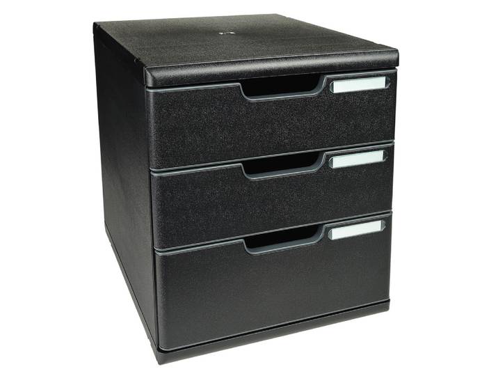 EXACOMPTA Module de classement Modulo Ecoblack 3 tiroirs fermés - Noir