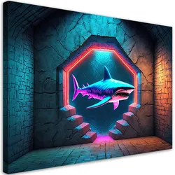 WANDBILD delphin tiere neon
