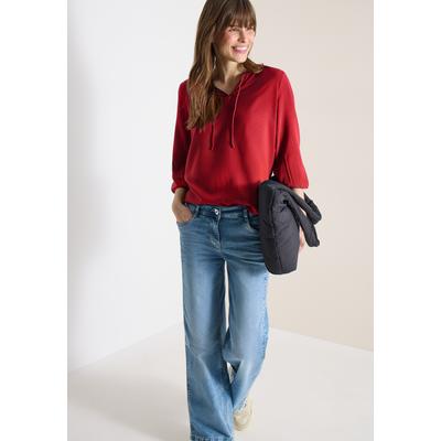 Langarmbluse CECIL, Damen, Gr. XL (44), rot (tamarillo rot), Stoff, 100% Viskose, unifarben, klassisch normal, Rundhals, elastischer Bund, Blusen, aus softer Viskose