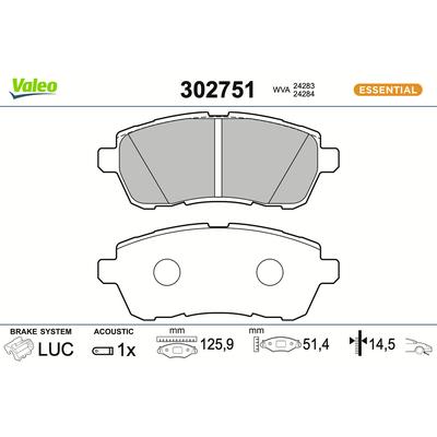 VALEO Bremsbelagsatz, Scheibenbremse 302751 Vorderachse für MAZDA