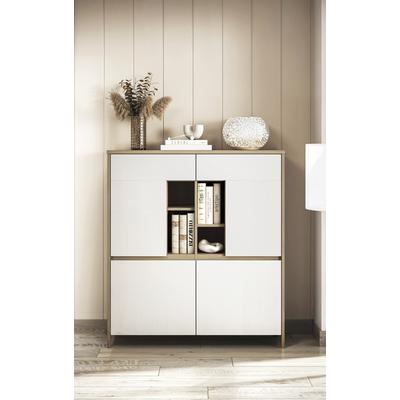 Highboard HOME AFFAIRE "Stranda, moderner Schrank, Stauraumelement im Scandic-Style", weiß (weiß skandi), B:111cm H:125cm T:39cm, Sideboards, Highboard, elegante Rahmenoptik, ausreichend Stauraum, vielseitig einsetzbar
