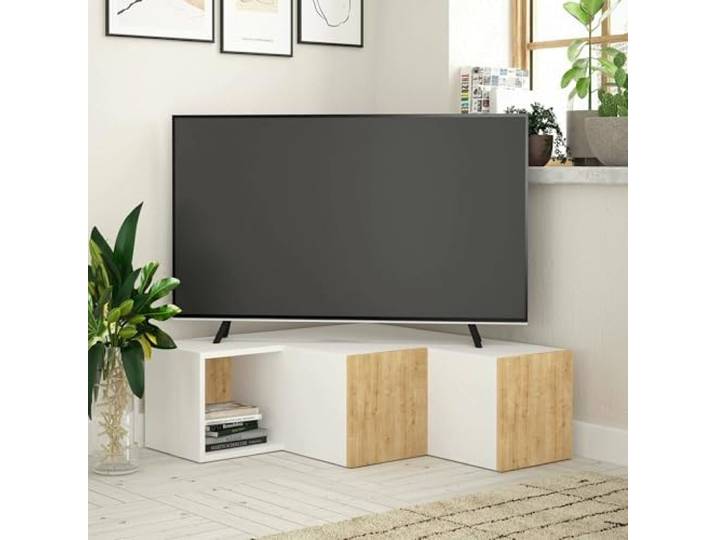 Dmora TV-Schrank Bliksem 90x92x32 cm Weiß 1 Regal 2 Türen