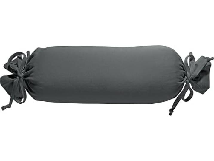 Erwin Müller Nackenrollenbezug Memmingen Interlock-Jersey anthrazit Größe 40x15 cm Ø - formstabil, faltenfrei, anschmiegsam, mit Bindeband