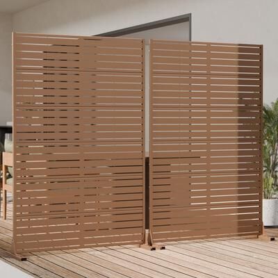 Lirago 2Pcs Outdoor Freestanding Metal Privacy Screen Decorative Partition Panel for Patio Garden Balcony
