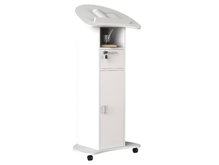 Bürowagen VCM Holz Stehpult Rednerpult Stehtisch Rollen Redola T , weiß, B:60cm T:50cm, Tische, Bürowagen