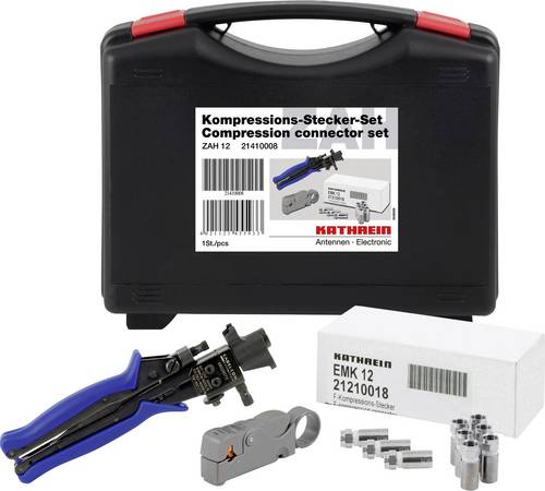 Kathrein 21410008 Kompressions-Stecker-Set mit Zange Anschlüsse: F-Stecker 100St.
