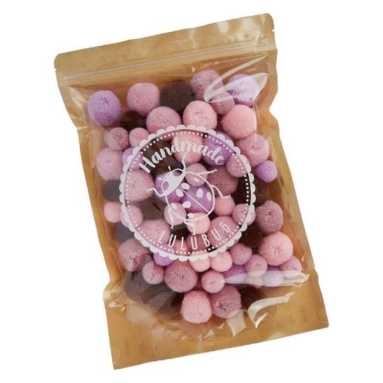 Lulubug Handmade Pompon Set rosa/lila/bordeaux 500 Stück (bell-20017)