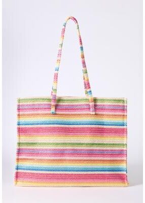 Women's Straw Tote by Accessories For All in Rainbow