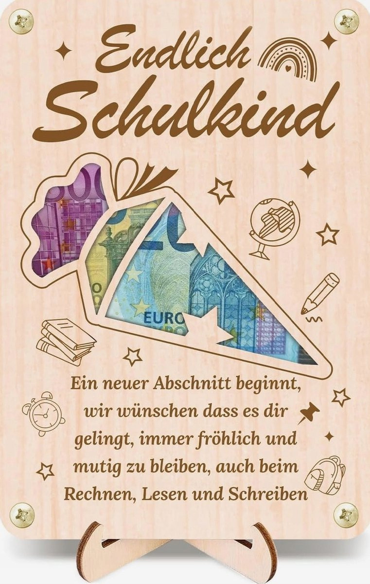 XR Brands Houten Geldcadeau School Start Uniek Prentenboek Decoratie