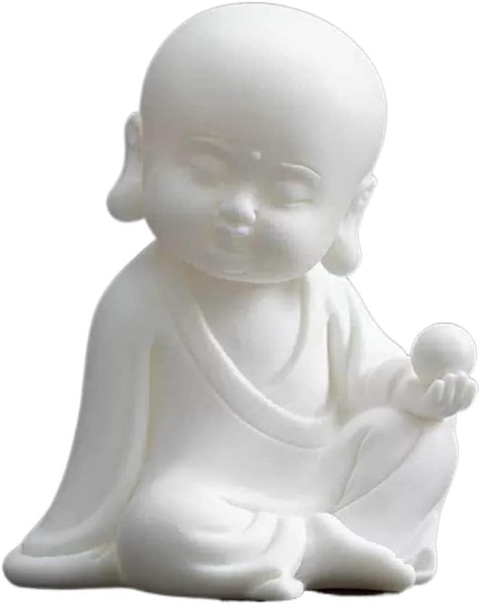 Wit Boeddha beeld klein ornament voor tafeldecoratie