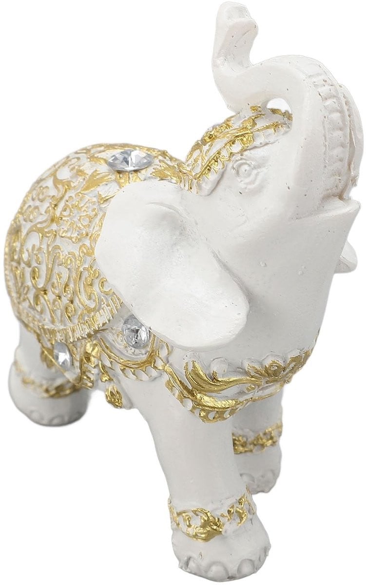 Dailygoods Standbeeld Olifant - Realistisch Decoratiebeeld van Hars - Geluks- en Rijkdomsymbool