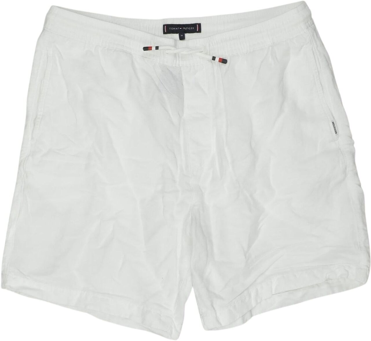 Tommy Hilfiger Jungen Shorts, Weiß, Gr. EU 170 (US 16), Baumwolle / Leinen / Viskose - Second Hand