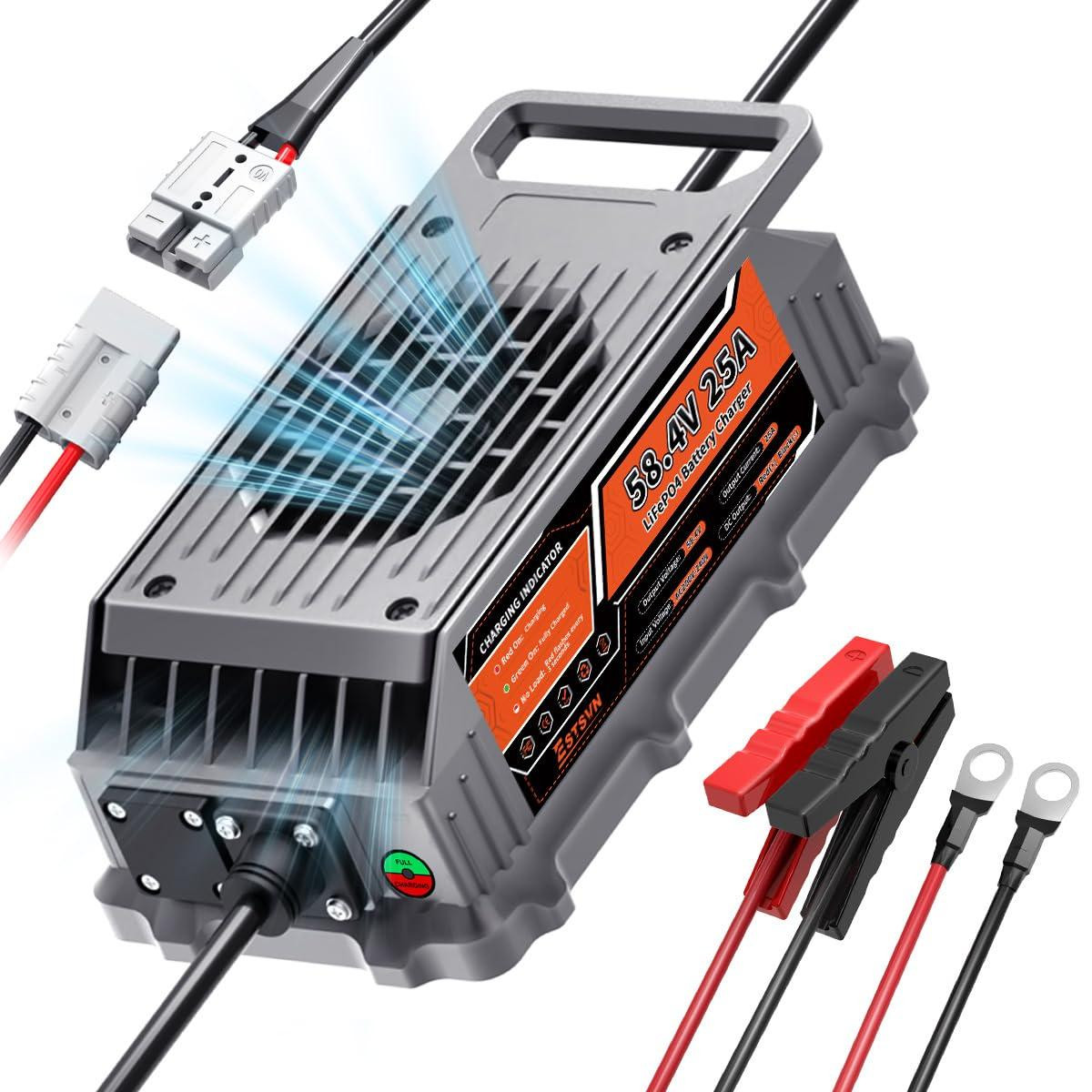 Selius Acculader LiFePO4 48V 25A - Intelligente 58,4V Oplader - Waterdicht IP67