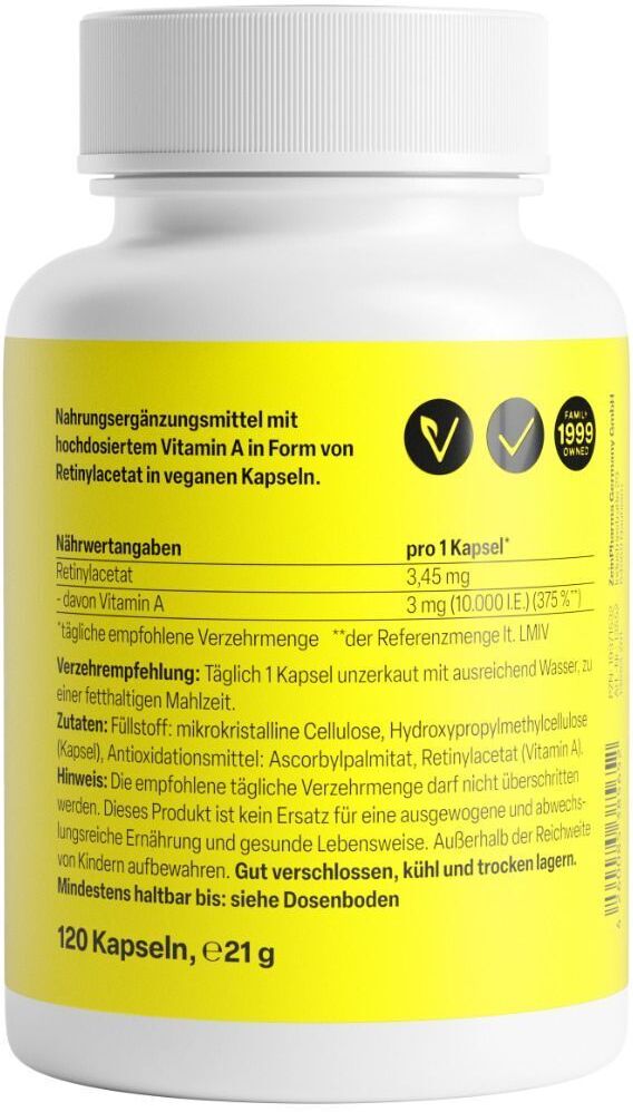 Zein Pharma Vitamin A 10.000 I.e. Retinylacetat Kps.ZeinPharma 2x 2x120 St Kapseln
