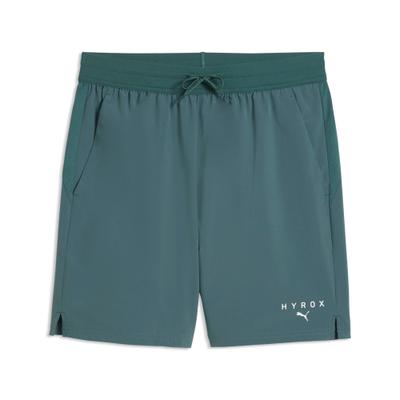 Trainingsshorts PUMA "M X HYROX 7 PWRTRAIN SHORT", Herren, Gr. XL, N-Gr, grün (herb garden), Obermaterial: 87% Polyester, 13% Elasthan, regular fit normal, Hosen, Regular Fit, für Fitness und vielseitige Trainingseinheiten