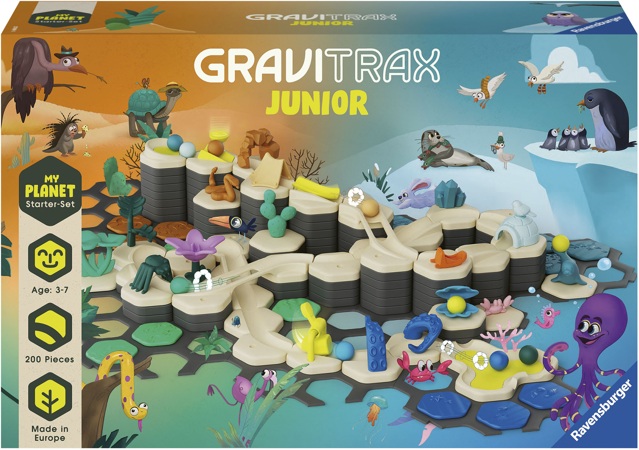 Kugelbahn-Bausatz RAVENSBURGER "GraviTrax Junior Starter-Set XXL Planet", bunt, Kugelbahnen, Kinder, Kunststoff, Kugelbahn-Bausatz, Made in Europe