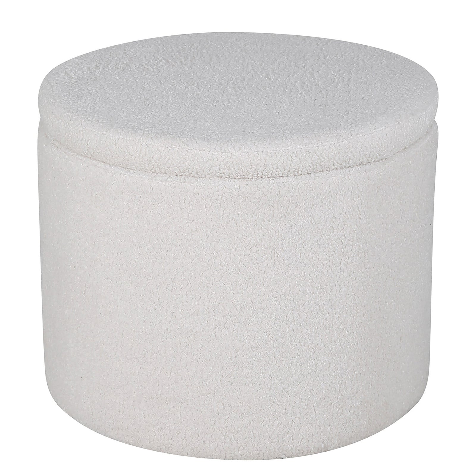 home24 Poef Dunken wit boucle, Diameter: 51 cm