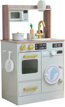 Teamson Kids Wooden Play Kitchen with Washing Machine, Stove, Oven and Accessories, Age 2-5 Toddler Play Kitchen Toy