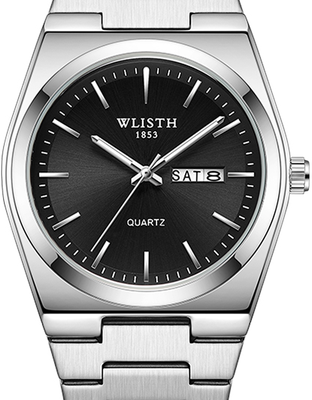Uplifted Trends Luxury Stainless Steel Quartz Watch For Men Waterproof Luminous Date Week Function black