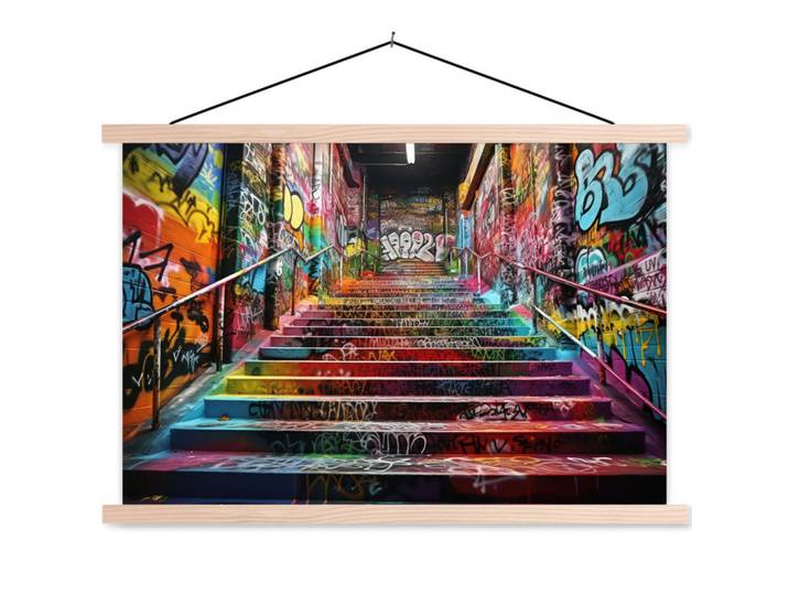 MuchoWow Poster Treppe - Graffiti - Farben - Kunst 120x80 cm, Mehrfarbig, Rechteckig, 120x80x0.15 cm, Bilder & Rahmen, Bilder, Sonstige Wandbilder
