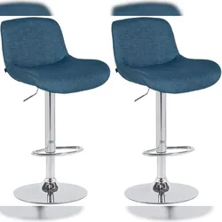 CLP 2er Set Barhocker Solon Chrom blau/Stoff