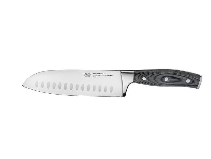 Santokumesser RÖSLE WOLFGREY, 17,5 cm, Griff Pakka , silber (silberfarben), Klingenlänge 17,5cm, X50 CrMoV15 Klingenstahl, Kochmesser, Santokumesser