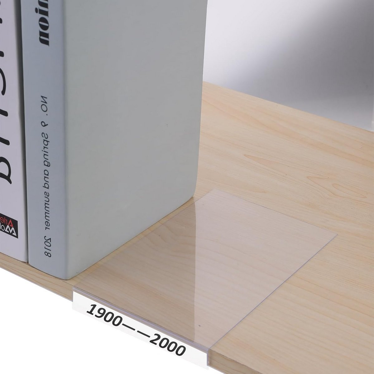 Set van 10 transparante labelhouders voor boekenplanken