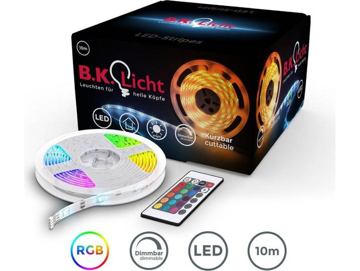 LED Streifen 10 m - dimmbar, Fernbedienung, Farbwechsel, RGB