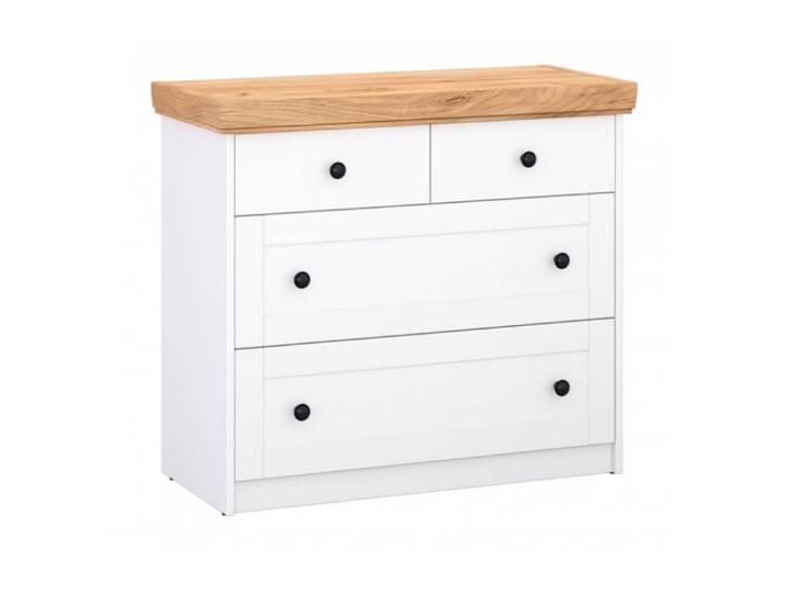 Commode Buffet Chêne Blanc en Bois Massif Armoire avec 4 Tiroirs Sideboard