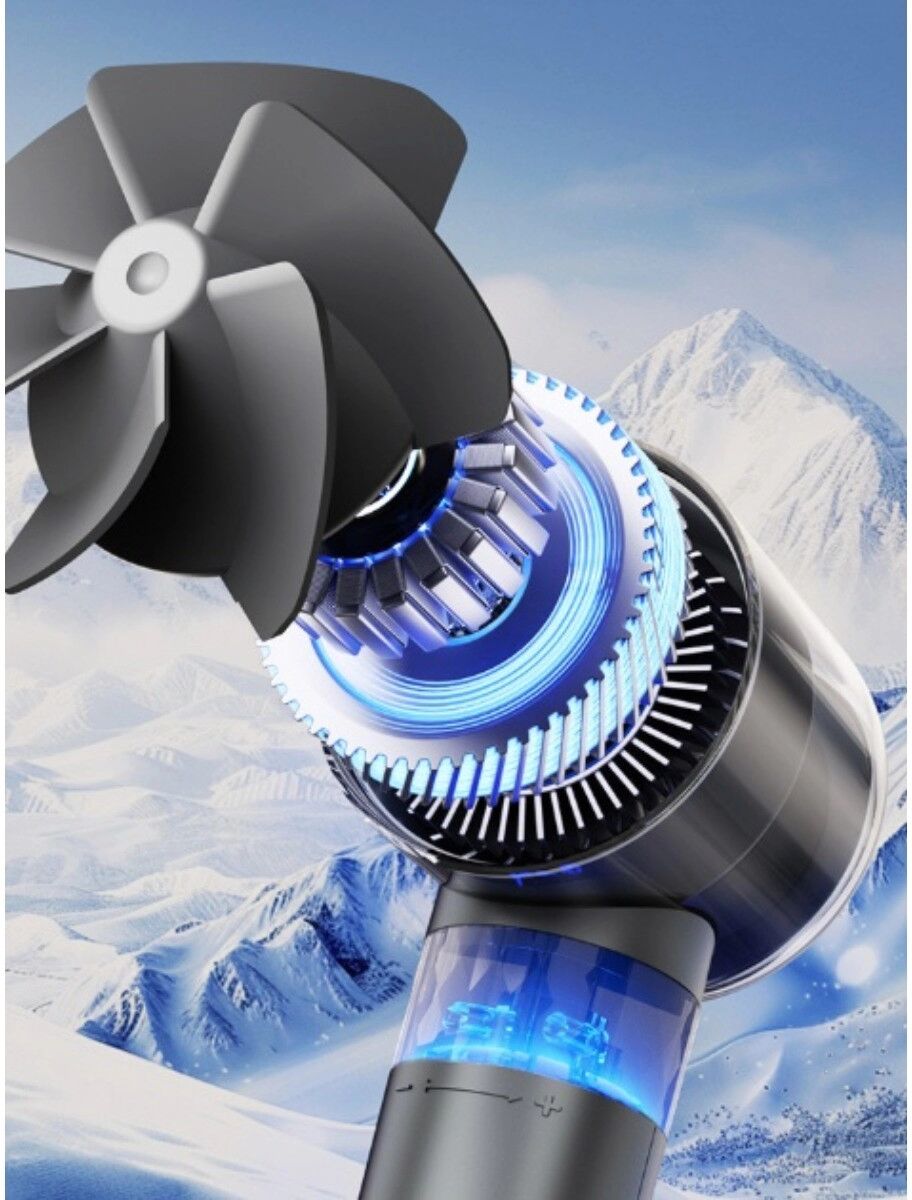 INF Handventilator mit LED-Display — 3000mAh Akku, Turbo-Boost, Stufenlose Geschwindigkeit, Karabiner & Standfunktion Violett