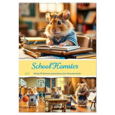 School Hamster - Eifrige KI Hamster präsentieren ihre Hamsterschule (Wandkalender 2027 DIN A2 hoch), CALVENDO Monatskalender