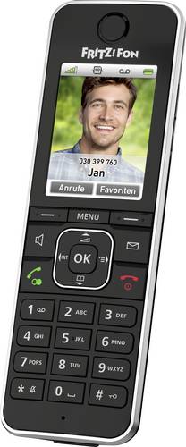 Fritz! Schnurloses Telefon VoIP FRITZ!FON C6 Black Edition Anrufbeantworter, Babyphone, Freisprechen, PIN Code LC-Display Schwarz