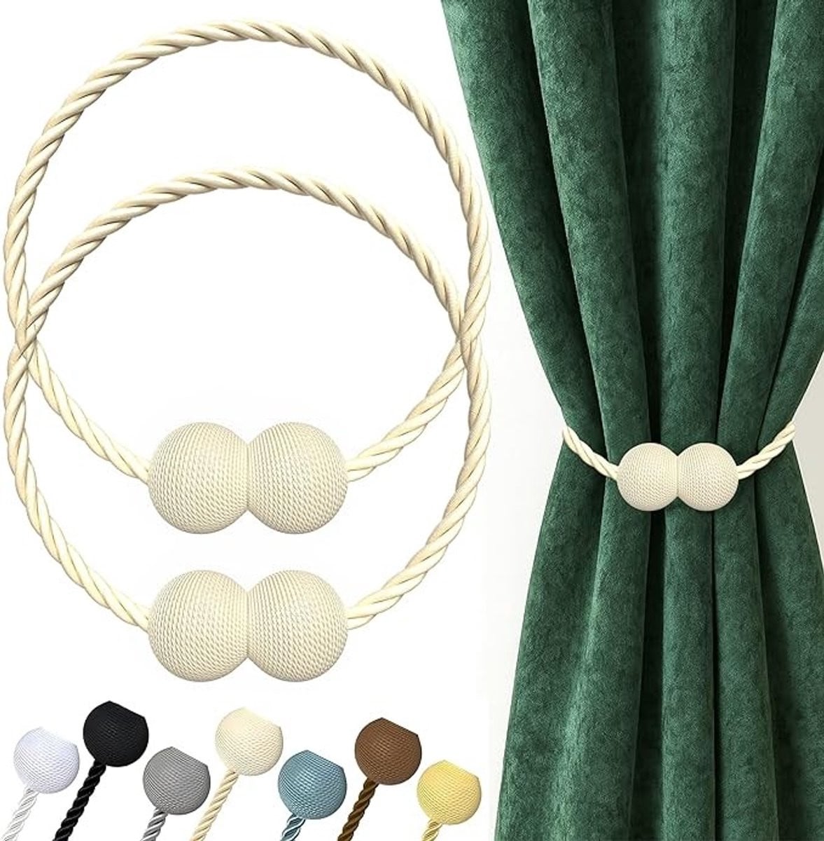 Magnetische gordijnbinders set van 2 beige