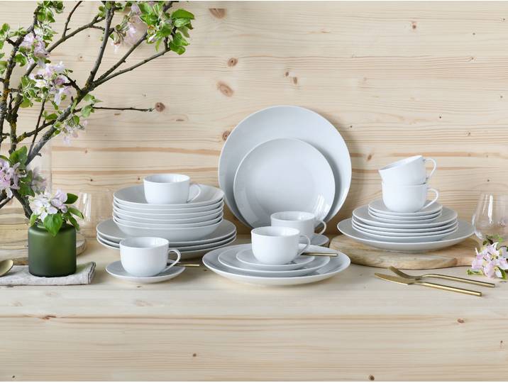 Service de vaisselle combiné Luna 30 Blanc/Blanc