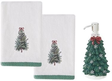 Avanti Linens Avanti Snowy Pines Lotion Dispenser & 2-Pack Fingertip Towel Set