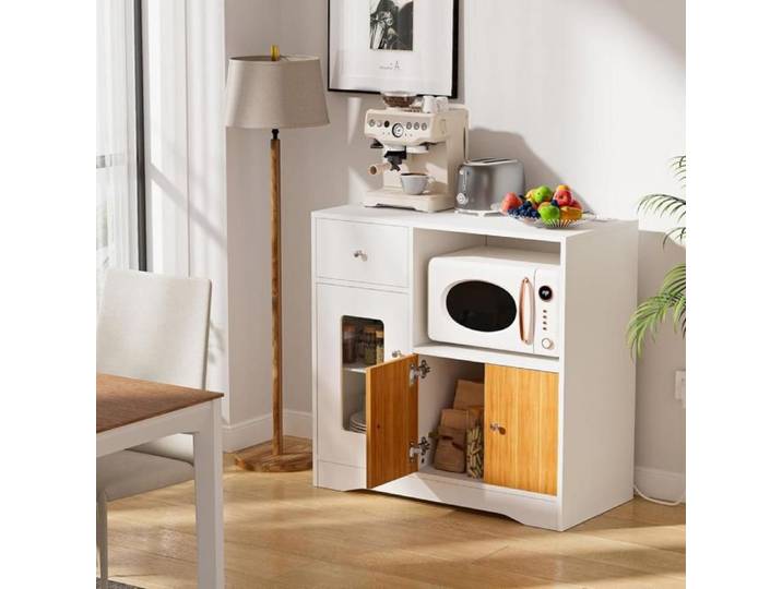 Buffet Scandinave moderne PIPIPOXER - Armoire de Cuisine Avec prise et USB - Meuble de Rangement avec 2 Portes 1tiroir 3 étagères
