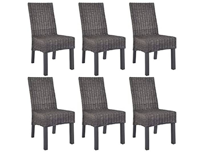 vidaXL Esszimmerstühle 6 STK. Braun Kubu Rattan und Mangoholz