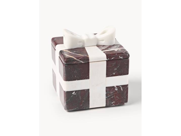 Boîte de Noël décorative Cutemas, marbre Rosso Levanto, larg. 12 cm
