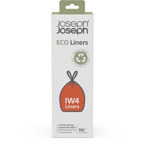 JosephJoseph Müllbeutel IW4 ECO, 50 Liter, mit Zugband, schwarz, 20 Stück