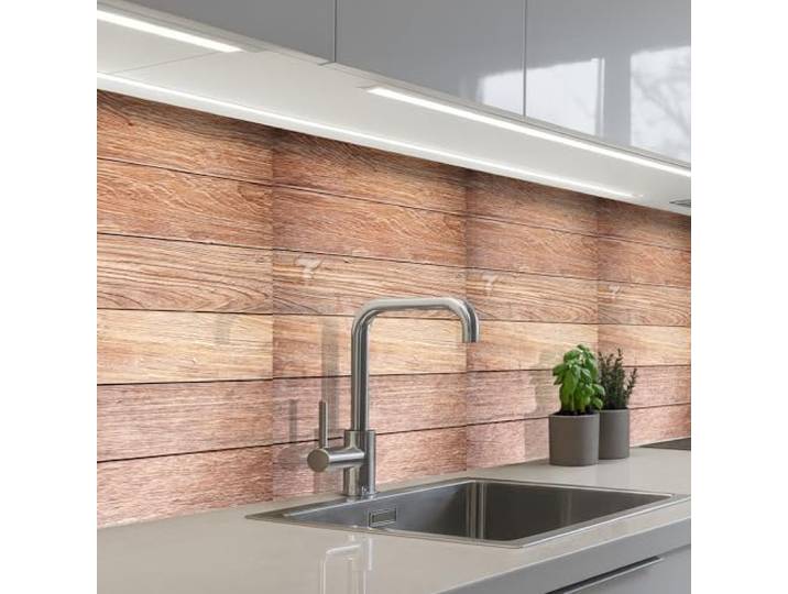 KitchenYeah© Küchenrückwand Selbstklebende Kitchen Wall Protector Küchen 80x500 cm - Rückenwand Küchenfronten Küchenrückwände Küche Wand Eichenholz - Bretter - Muster