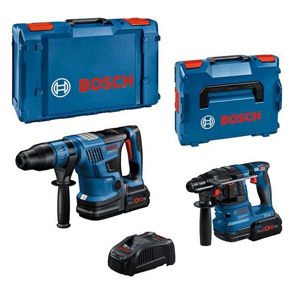 Bosch Akku-Combo Kit 2-tlg. 18V: Bohrhammer GBH 18V-22 + Bohrhammer GBH 18V-36C (BT), 2 x Akku, Schnellladegerät 0615A5003C