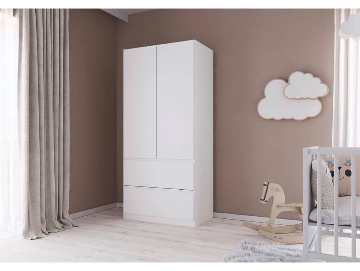Drehtürenschrank Costa 91cm Weiß/Alpinweiß Classic