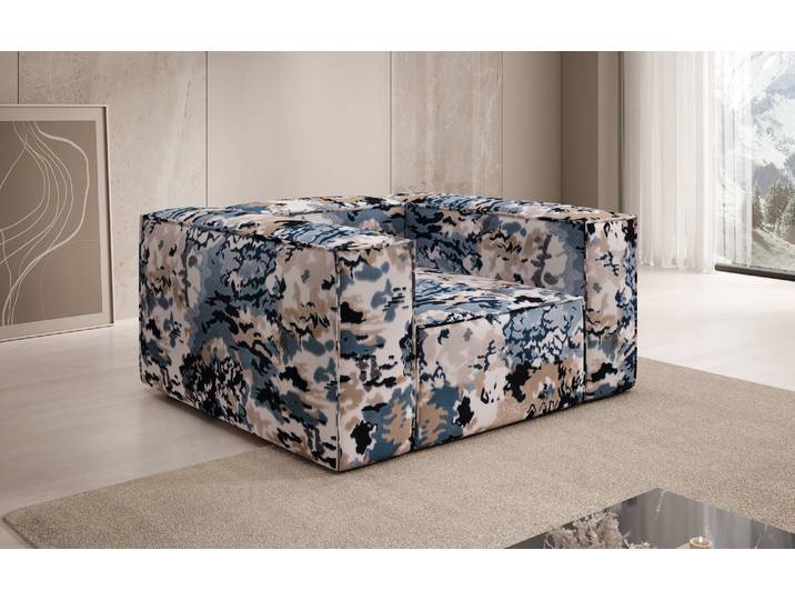 Designer Sofa-Sessel Lesley - Jacquard mit Aquarell-Muster - Prussian Blau - Jacquard - Luxusbetten24