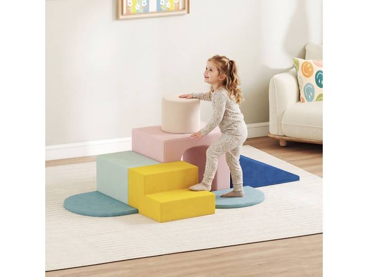 AIYAPLAY Parcours Motricité Bébé 8 Pièces Modulables Velours Lavable