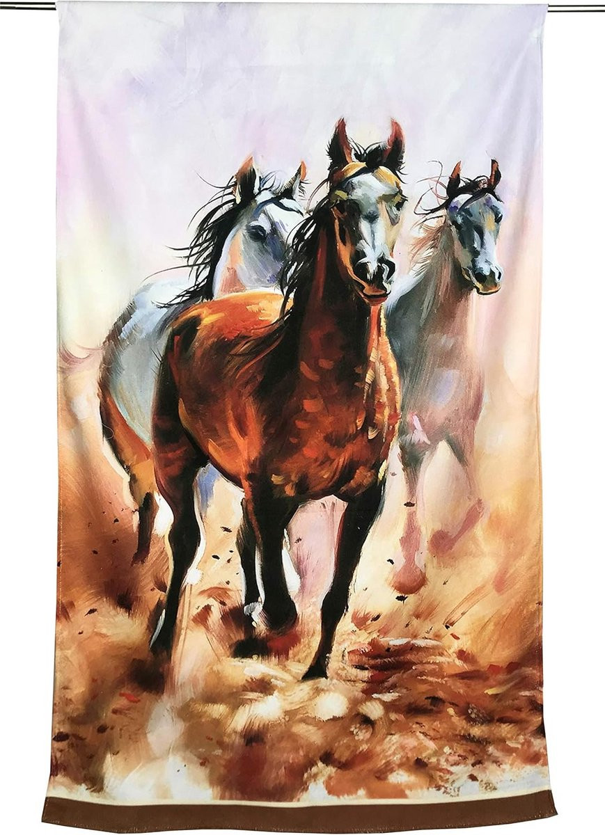 Groot Turkse katoenen strandlaken met paardenprint, 90 x 170 cm