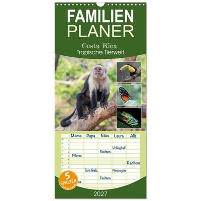 Familienplaner 2027 - Costa Rica - Tropische Tierwelt mit 5 Spalten (Wandkalender, 21 x 45 cm) CALVENDO