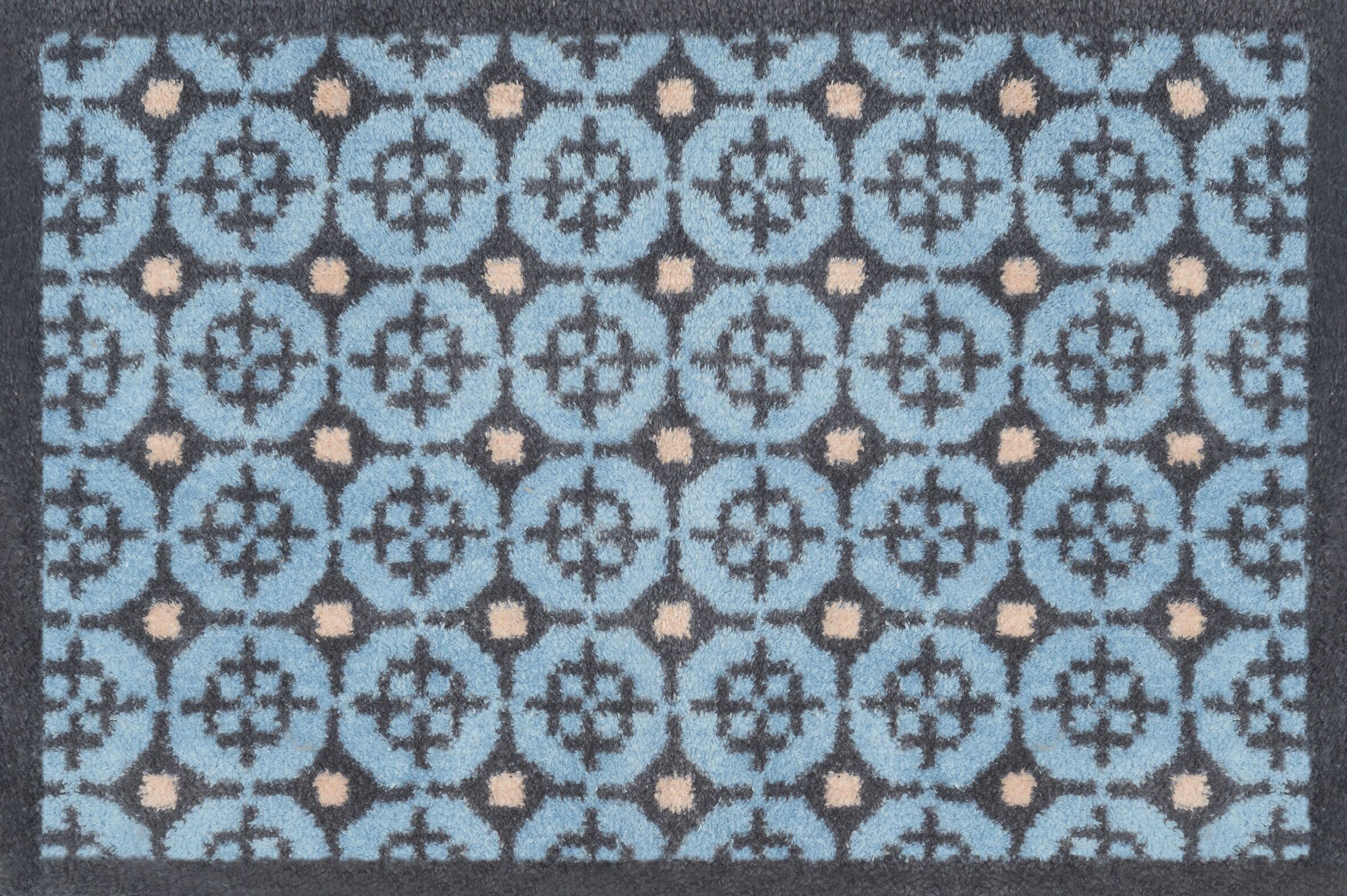 Fussmatte TURTLE MAT "Parterre Blue", blau, B:40cm H:9mm L:60cm, Obermaterial: 85% Baumwolle, 15% Viskose, Teppiche, Fussmatte blau B : 40cm 1 Stk., 9mm, L: 60cm