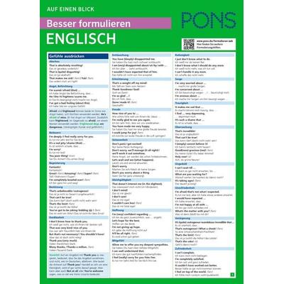 PONS Besser formulieren auf einen Blick Englisch, Taschenbuch von , PONS Langenscheidt GmbH, 978-3-12-562723-9