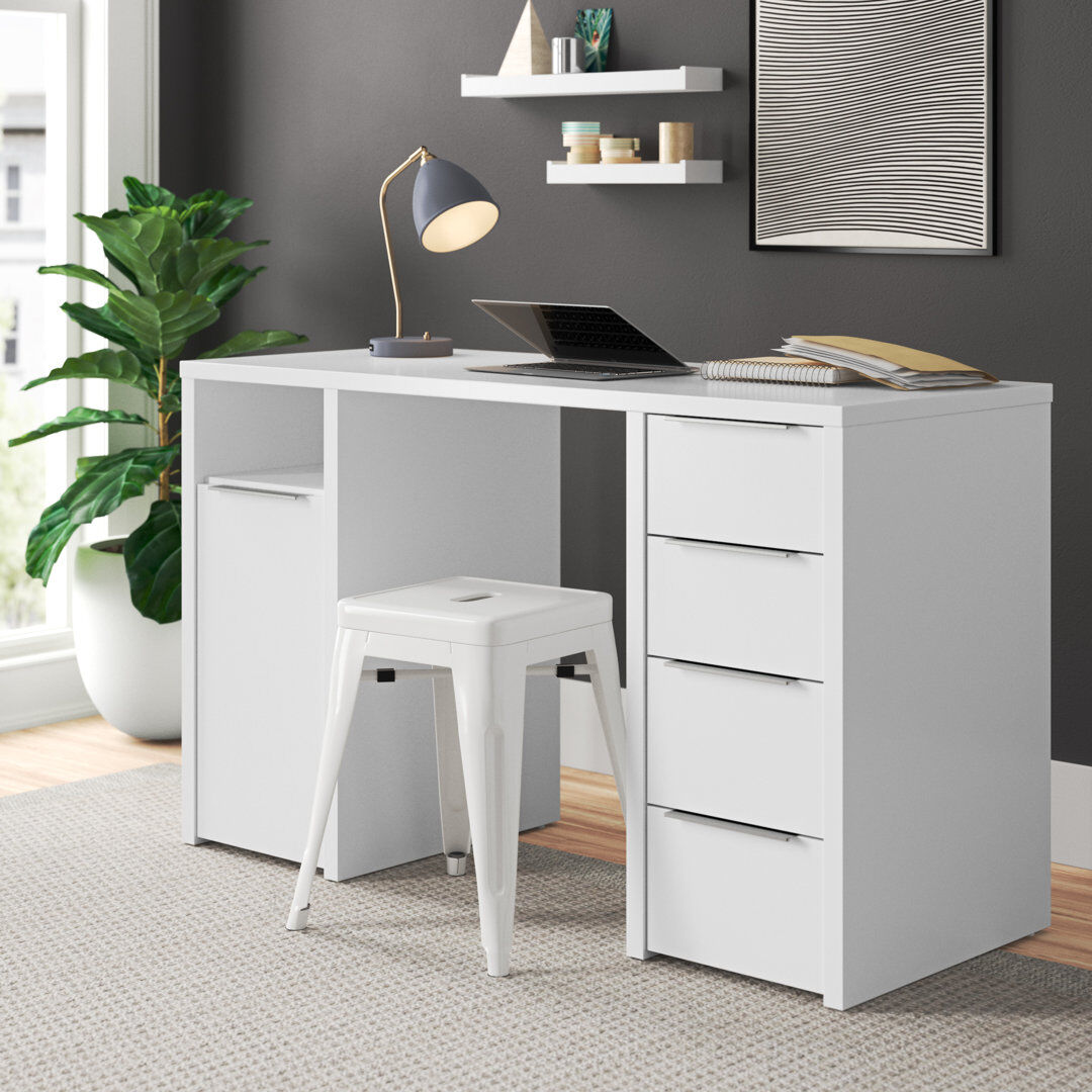 Zipcode Design Canonero Writing Desk White 75cm H X 125cm W X 50cm D